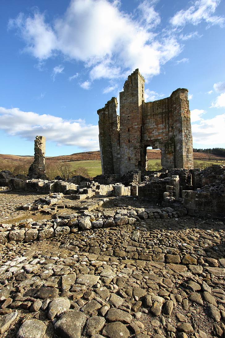 lâu đài, edlingham, hủy hoại, bơ vơ, Anh, Northumberland, Vương Quốc Anh