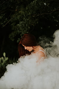 žena, za, dym, Screenshot, vlasy, strom, Lady strom