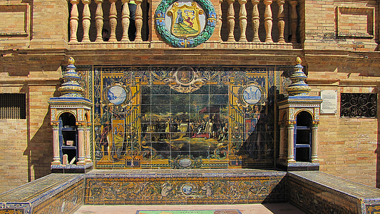 Sevilla, wapenschild, symbool, naam van alava, Spanje, Kinder Spaans, keramische tegels