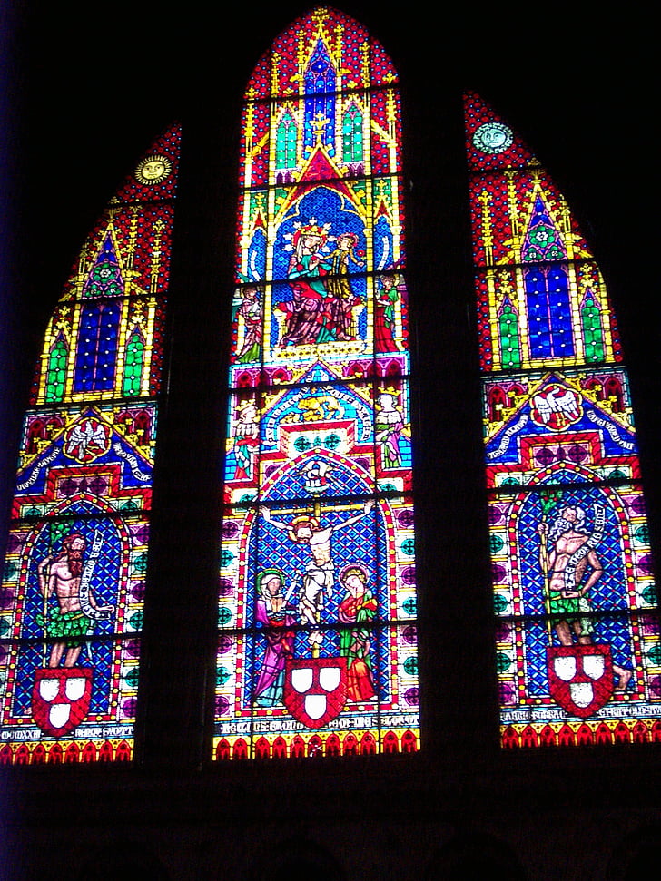 kostelní okno, barevné sklo, kostel, okno, náboženství, Spiritualita