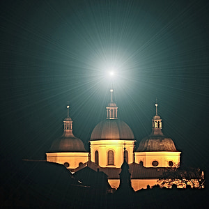Crkva, zvijezda, vjera, noć, svjetlo
