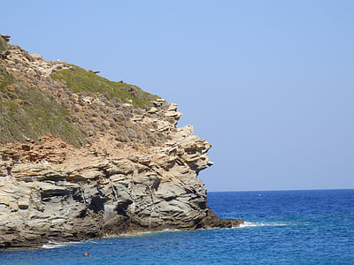 Ελληνικά νησιά, Άνδρος, Κυκλάδες, κυκλαδίτικη, στη θάλασσα, Αιγαίο, ακτογραμμή