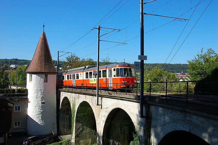 Zwitserland, Bremgarten, Dietikon-bahn, brug, stijging van de, het platform, Europa
