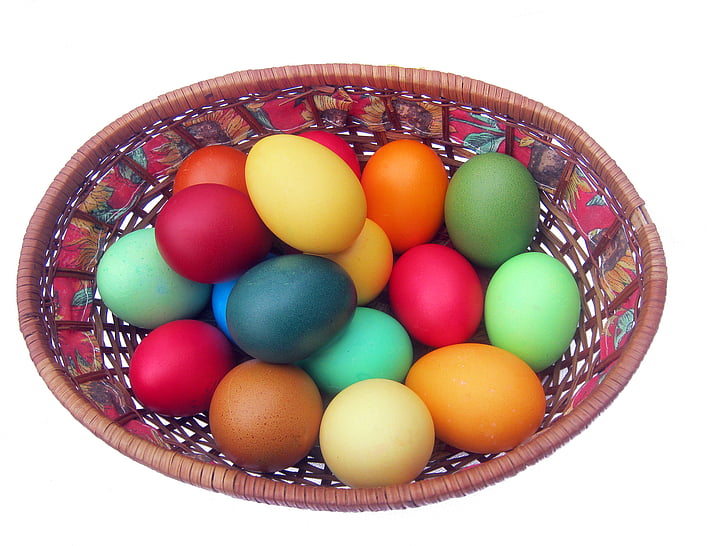 Velykų kiaušiniai, spalvinga, Velykų, spalva, užsakymą, krepšys, izoliuotas