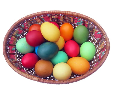 veľkonočné vajíčka, farebné, Veľkonočné, Farba, vlastné, Kôš, izolované