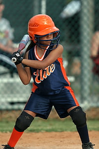 softball, player, female, batter, bat, helmet, game