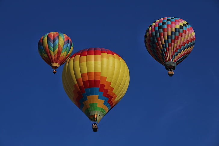 ballonnen, hete lucht, stijgen, hemel, kleurrijke, vlucht, evenement