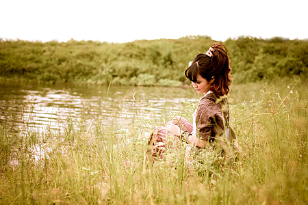 fată, Râul, Vietnameză, natura, Lacul, tineri, păr