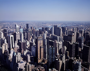 cilvēki un kultūra, Manhattan, siluets, skats, orientieris, NYC, New york city