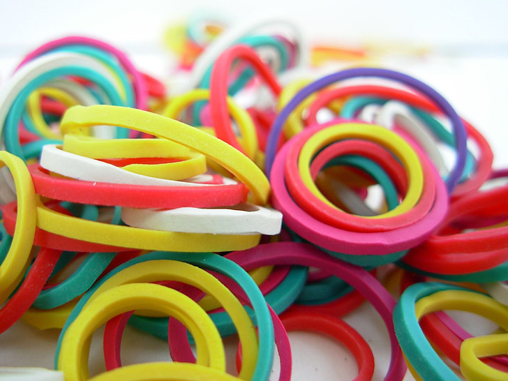 elastiekjes, band, banden, rubber, kleuren, elastische, flexibele