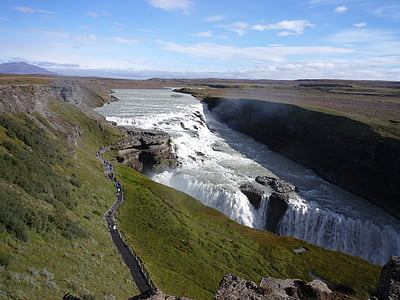 Gullfoss, cascadă, Râul, Hvítá, ölfusá, Haukadalur, Islanda