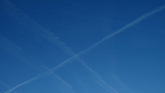 blue, sky, contrails, condensation, chemtrails, white, aviation