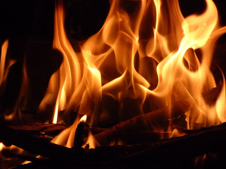 fuego, chimenea, invierno, llamas