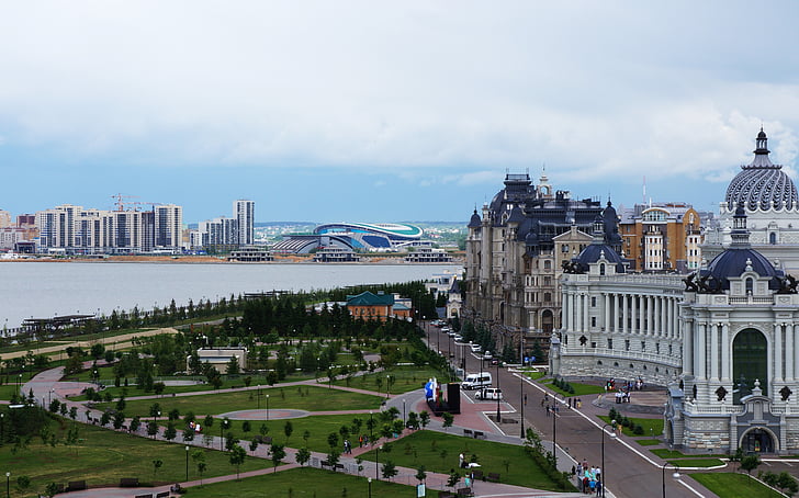 Kazan, byen, Russland, Tatarstan, himmelen, arkitektur, skyer