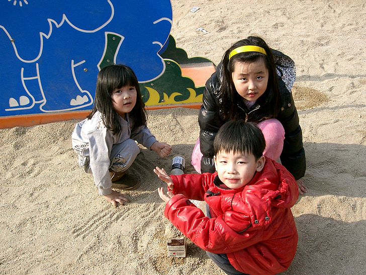 niños, oriental, zona de juegos
