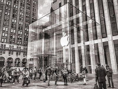 elma, New york, Apple mağazası, Central park, 5th avenue, alışveriş, Amerika