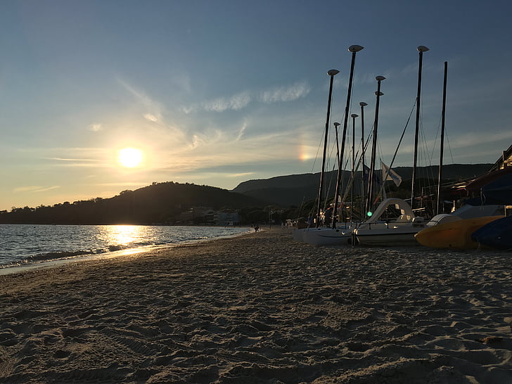 Закат, пляж, парусные лодки, мне?, Солнце, Средиземноморская, abendstimmung