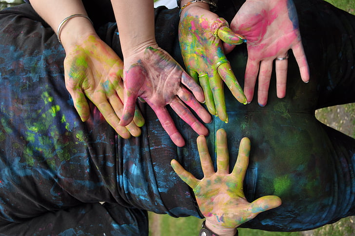 manos, pintura, creativa, mano humana, parte del cuerpo humano, brazo humano, estar juntos