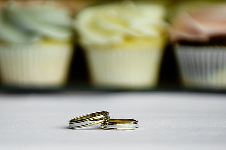torta, košíček, strana, Svadobná torta, svadba, snubné prstene, krúžky