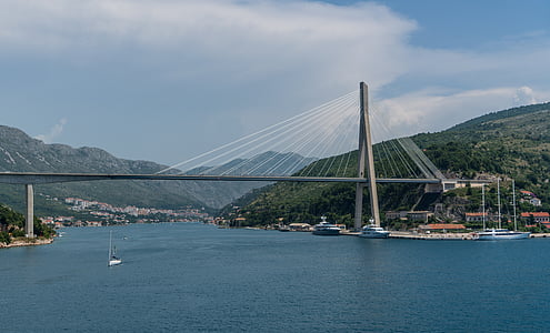 Horvátország, Dubrovnik, híd, Európa, virágok, város, város