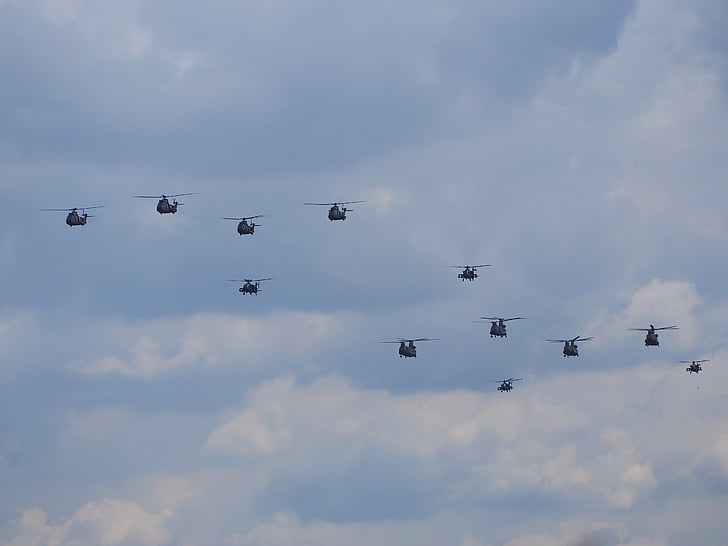 helicopters, royal netherlands air force, flight, show, formation, military, technology