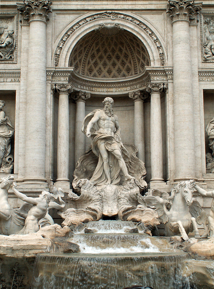 Trevi, Fontána, fontána di trevi, Řím, Itálie, Italština, Roma