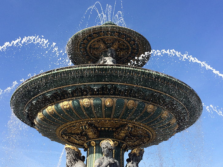 Paris, air mancur, Place de la concorde, tempat-tempat menarik, Pariwisata, Prancis, permainan air