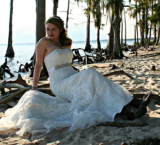 新娘, 婚礼, 穿衣服, 婚姻, 快乐, 女性, 白色