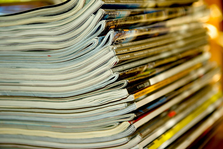 magazines, revues, lecture, pile, document, entreprise, données