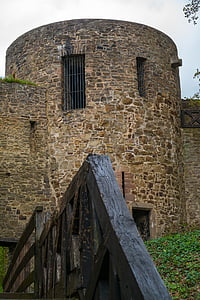 stadsmuren, tornet, Johannistoren, Bad münstereifel, historiskt sett, natursten, försvarstorn