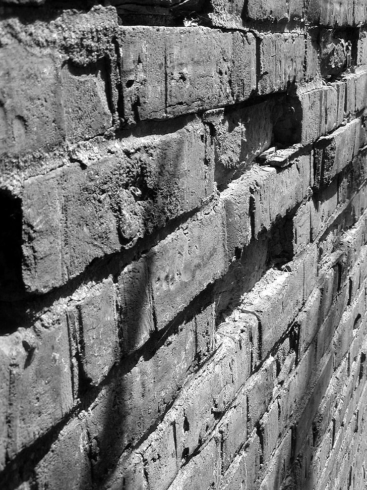 wall, old, brick, brick wall, black and white, sadness, time