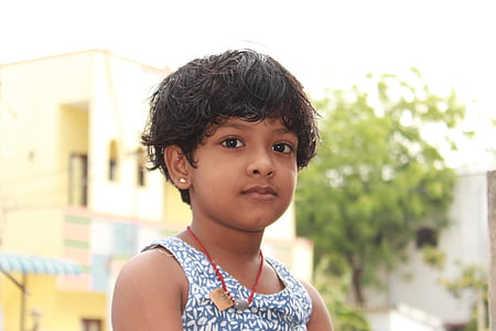 indiešu meitene, bērnu, Chennai, iela, portrets