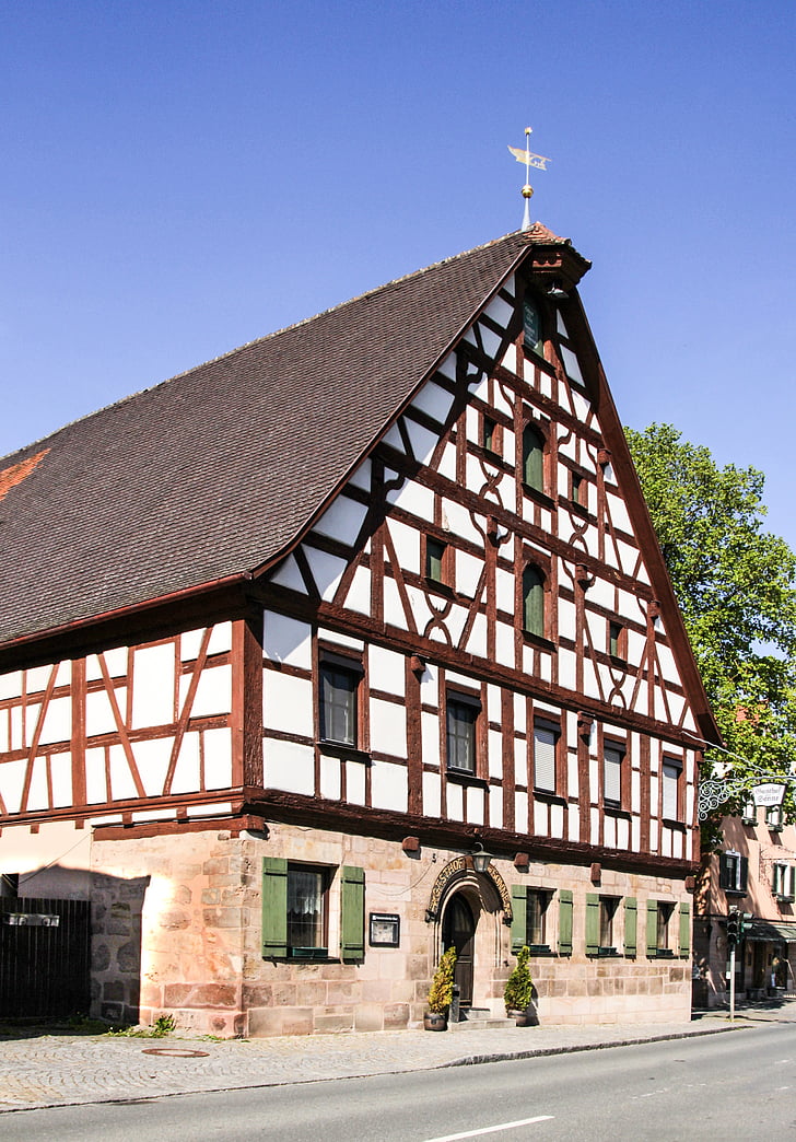 architecture, Ammer village, poutrelle, Historiquement, vieille ville, d, façade