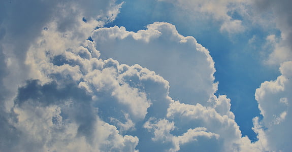 hemel, wolken, blauw, wit, achtergrondafbeelding, Cumulus wolken