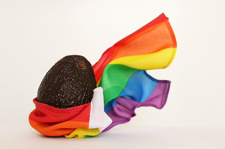 meleg, gyümölcs, Szivárvány zászló, avokádó, LMBT, LGBTQ, szivárvány