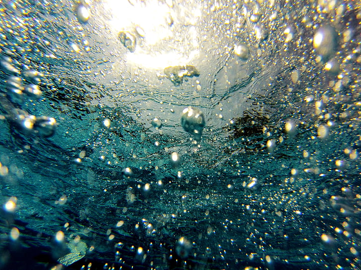 Bubbles, Wasser, Luft, Tauchen, Scuba, Meer, klar