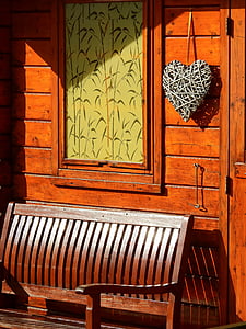 심장, 홈, 사랑, 로맨틱, 로맨스, 나무로 되는 문, 오래 된