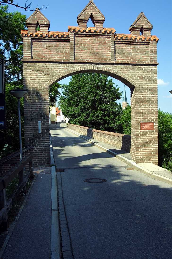híd, City gate, a középkorban, építészet, Bajorország, Németország, rögzítő