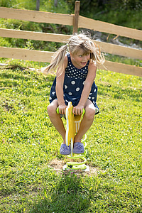 person, human, child, girl, blond, see saw, playground