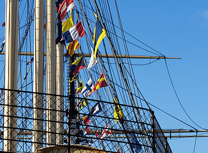 tali-temali, kapal, berlayar, SS great britain, tiang, bendera, sinyal