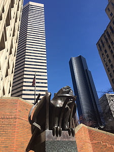 西雅图, 摩天大楼, 雕塑, 青铜器, 华盛顿, 鹰, 艺术