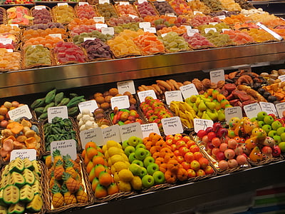 marked, frugt, eksotiske frugter, frugter, farver, mad