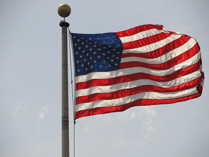 bandiera, di volo, stelle e strisce, patriottismo, sbattimento, svolazzanti, Stati Uniti