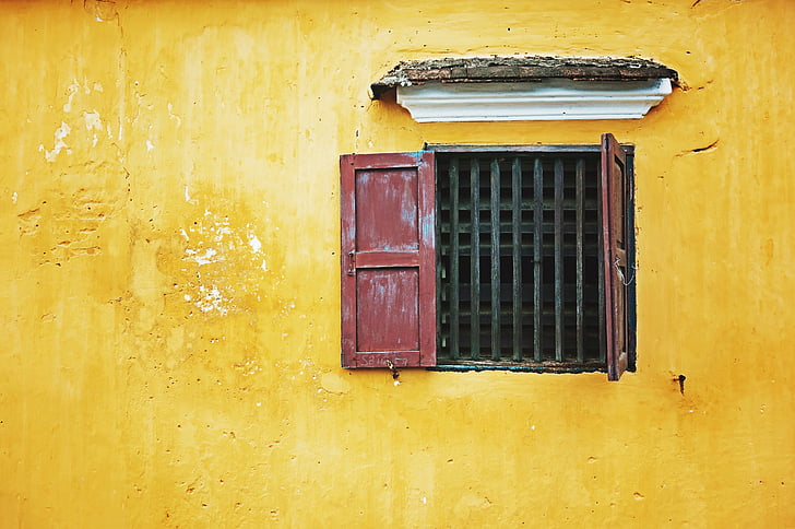 vindue, gul, retro, vintage, abstrakt, isoleret, lukke