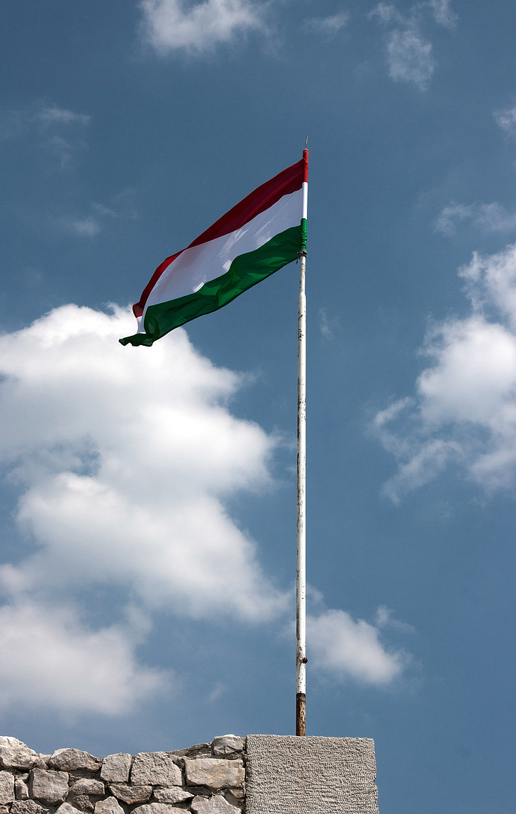 Ουγγρικά, Ουγγαρία, σημαία, σύννεφο, το καλοκαίρι, ουρανός, μπλε
