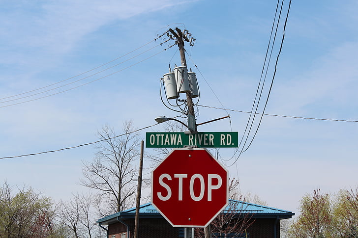 senyal de stop, EUA, telèfon fix, signe del carrer, parada