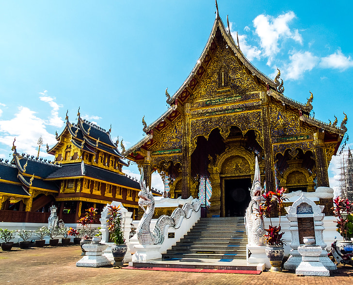 temple complex, temple, north thailand