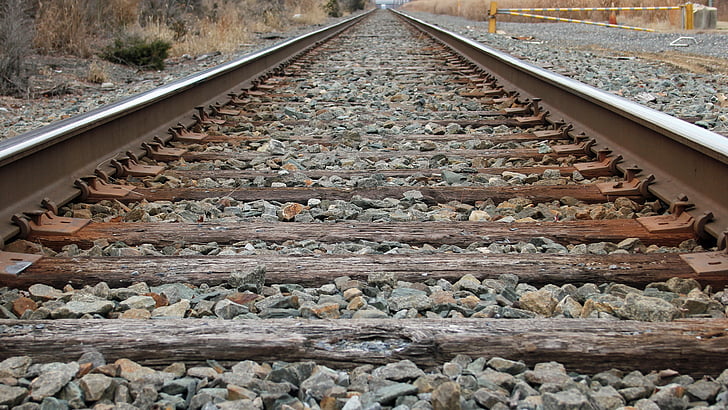 Railroad tracks, rails, treinen, spoorwegen, trein, bijhouden, spoorweg track