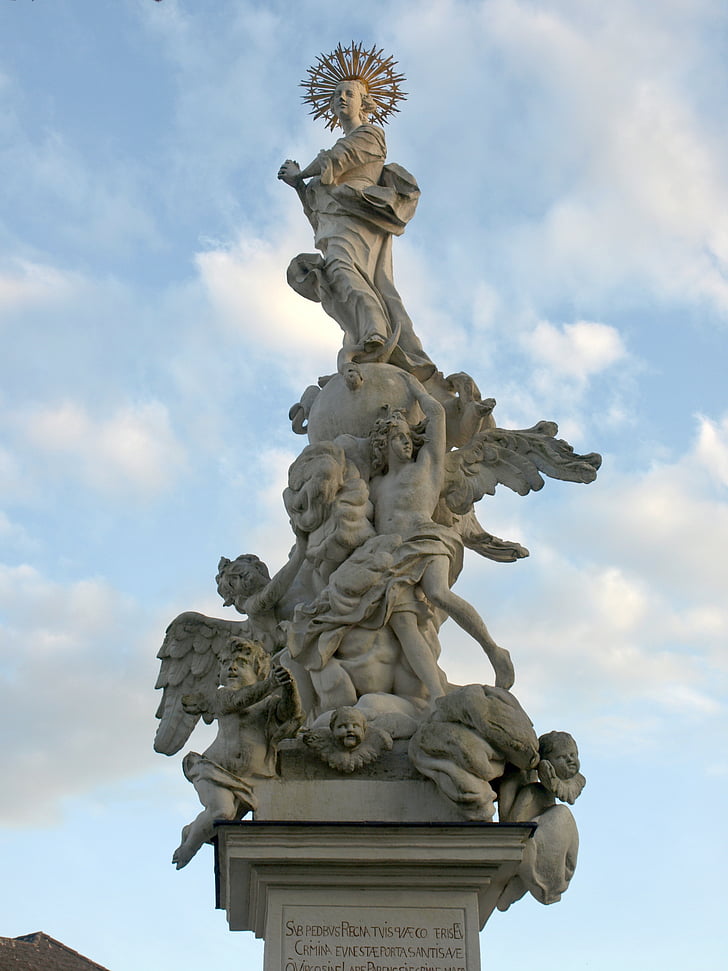 Wallsee, figurenbildstock, Maria Immacolata, Maria Immacolata, scultura, Statua, colonna