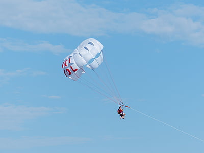 parasailing, kontrollerbare faldskærmsudspring, høj, faldskærm, flyve, fugleperspektiv, paragliding